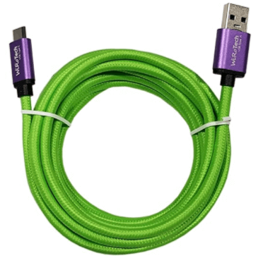 WiRoTech Purple & Lime Green USB-C to USB-A Fast Charging Cable